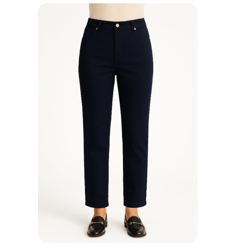 ST JOHN SPORT Navy Twill Classic Straight Leg Pants Size 10
